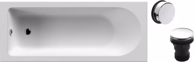 Balterley Round Single Ended Bath Set in White with Leg Set and Chrome Waste, W/D/H: 170 x 70 x 3 cm