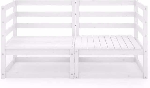 Berkfield Home L-Shape 2-Seater Garden Sofa in White Solid Pine Wood