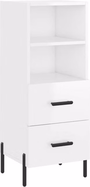 Berkfield Home Modern High Gloss White Sideboard, W/D/H: 34.5 x 34.0 x 90.0 cm