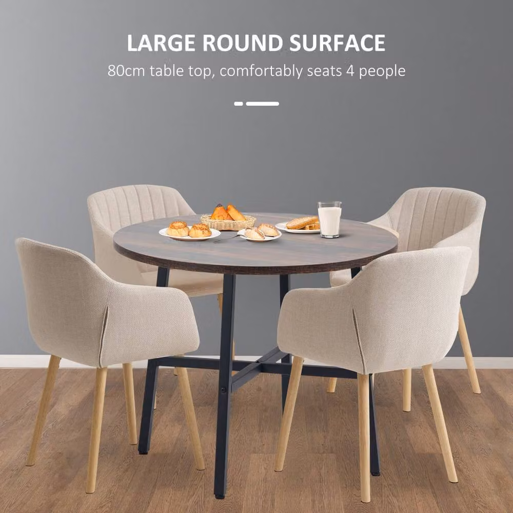Wyld Haus Vizina Round Industrial Dining Table, Rustic Brown and Black, Diameter: 85 cm, Height: 76 cm – 5