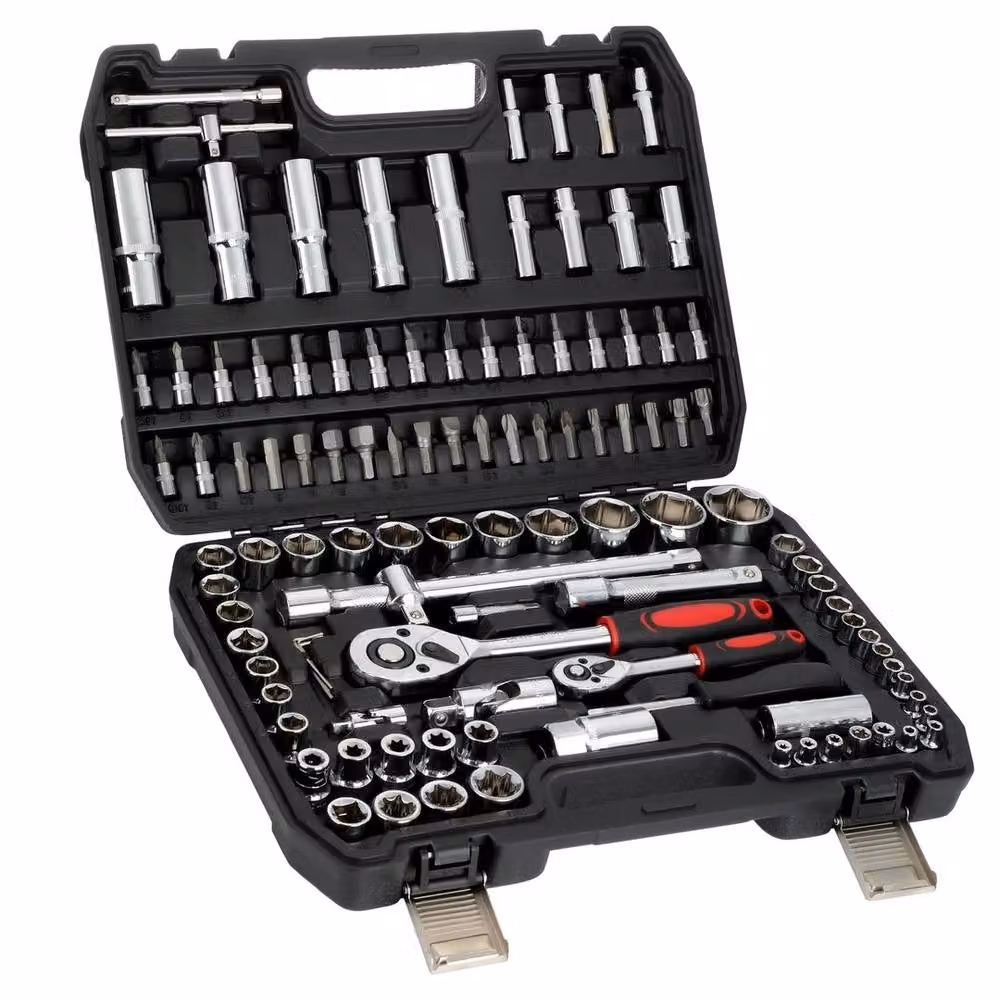 NESTLUNE 108-Piece Stainless Steel Socket Set Kit with Ratchet in Silver – 2