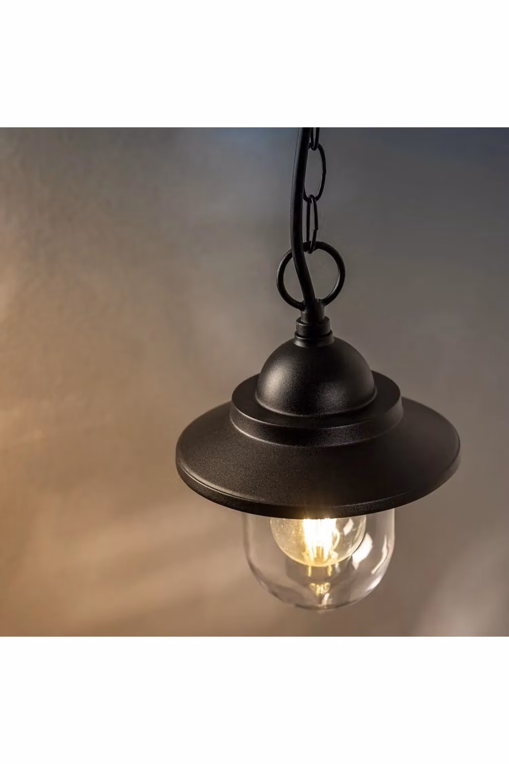 CGC Lighting Ryder Black Hanging Lantern Outdoor Garden Light with Transparent Glass and Height Adjustable Design – 4