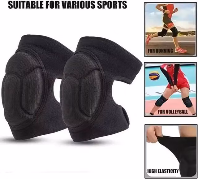 FLAVORA Heavy Duty Foam Knee Pads, 2-Piece Set in Black