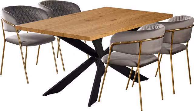 Life Interiors Atarah Duke LUX Dining Set with Rectangular Table and 4 Grey Chairs