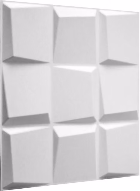 WALPLUS White Geometric 3D Wall Panels made from Natural Plant Fibre
