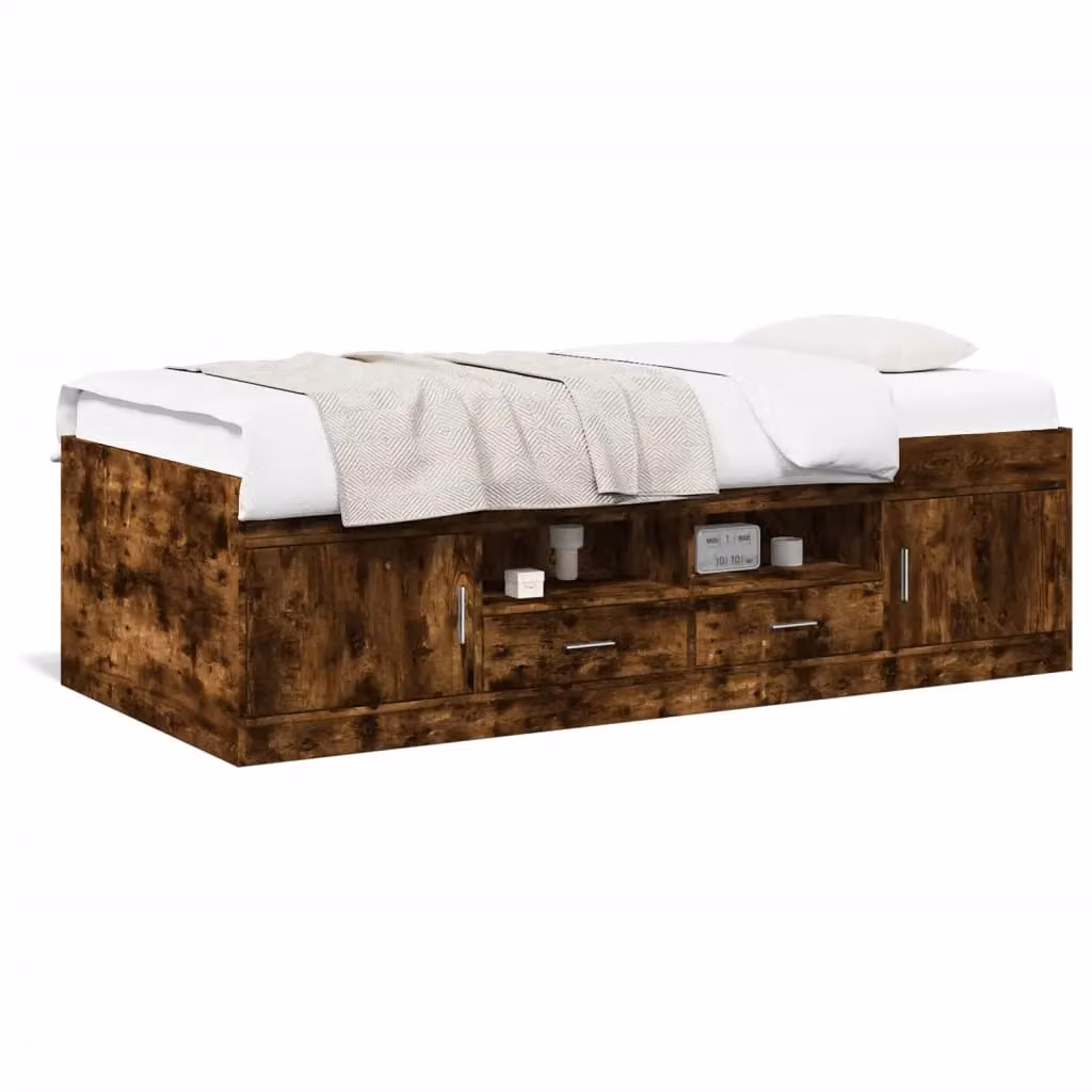 Berkfield Home Daybed with Drawers in Smoked Oak Brown, W/D/H: 90 x 200 cm – 2