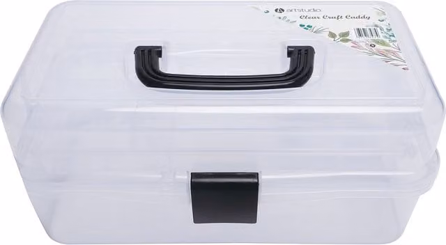 Artstudio Clear Craft Caddy Multi-Compartment Plastic Storage Organiser with Handles in Transparent