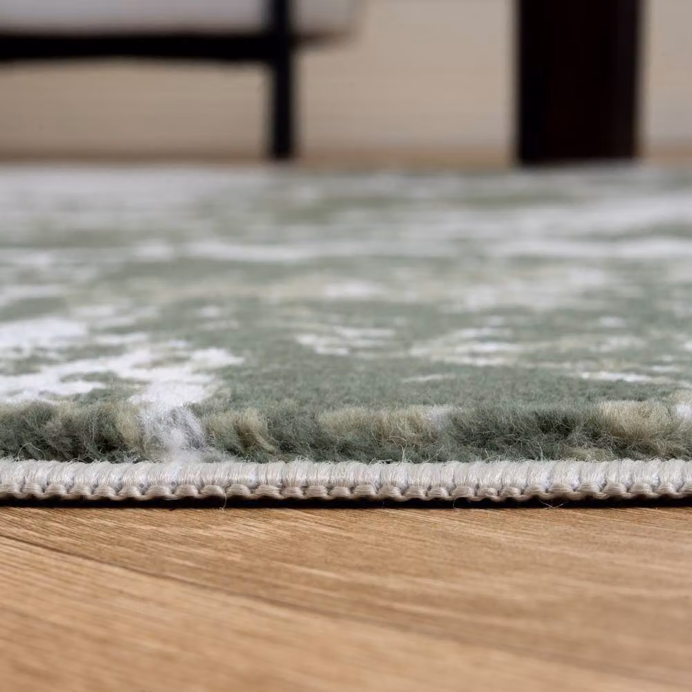 THE RUGS Elaris Stain Resistant Abstract Area Rug in Green and Light Grey, W: 200 cm, D: 290 cm – 3