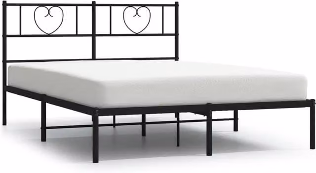 Berkfield Home Metal Bed Frame with Headboard in Black, W/D/H: 160 x 200 cm – 1