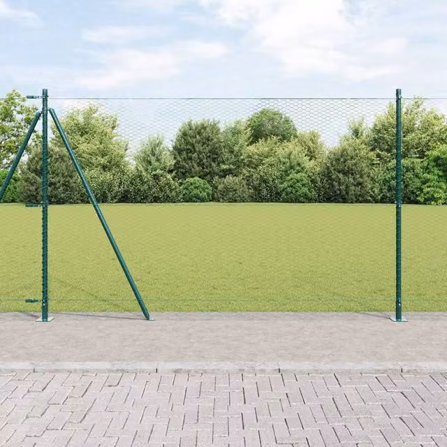 Berkfield Home Green PVC Coated Steel Round Fencing Set of 2, W: 25 m, H: 1.5 m – 1