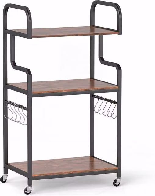 Costway 3 Tier Rolling Printer Stand for Home Office in Brown