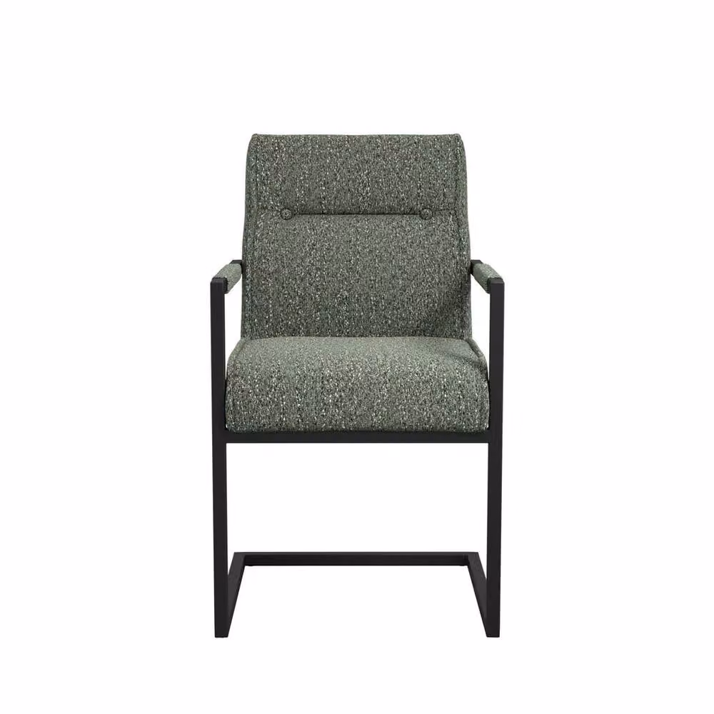 Lemon Pavilion Furniture Cleaver Dining Armchairs in Light Green Tweed and Black Metal, 2 Pack – 2