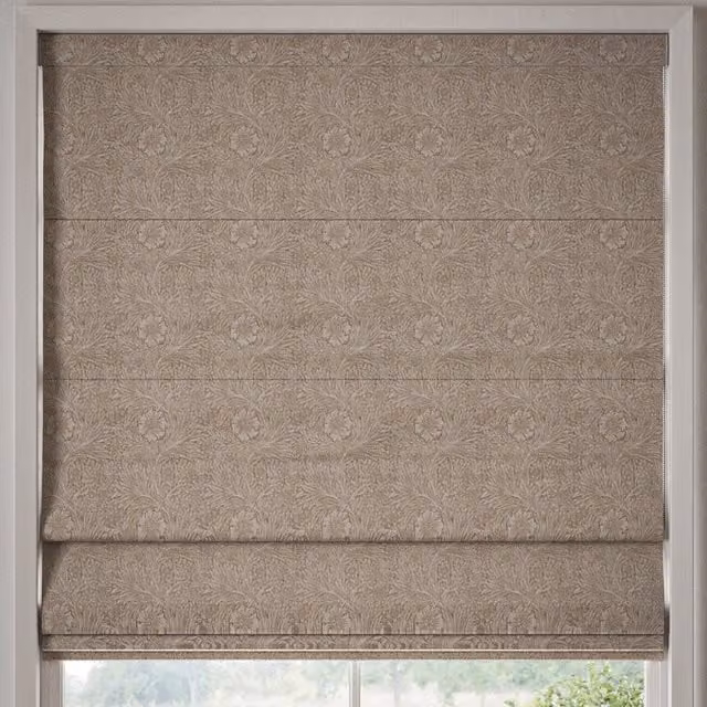 William Morris At Home Marigold Floral Blackout Roman Blind in Sand and Beige Polyester