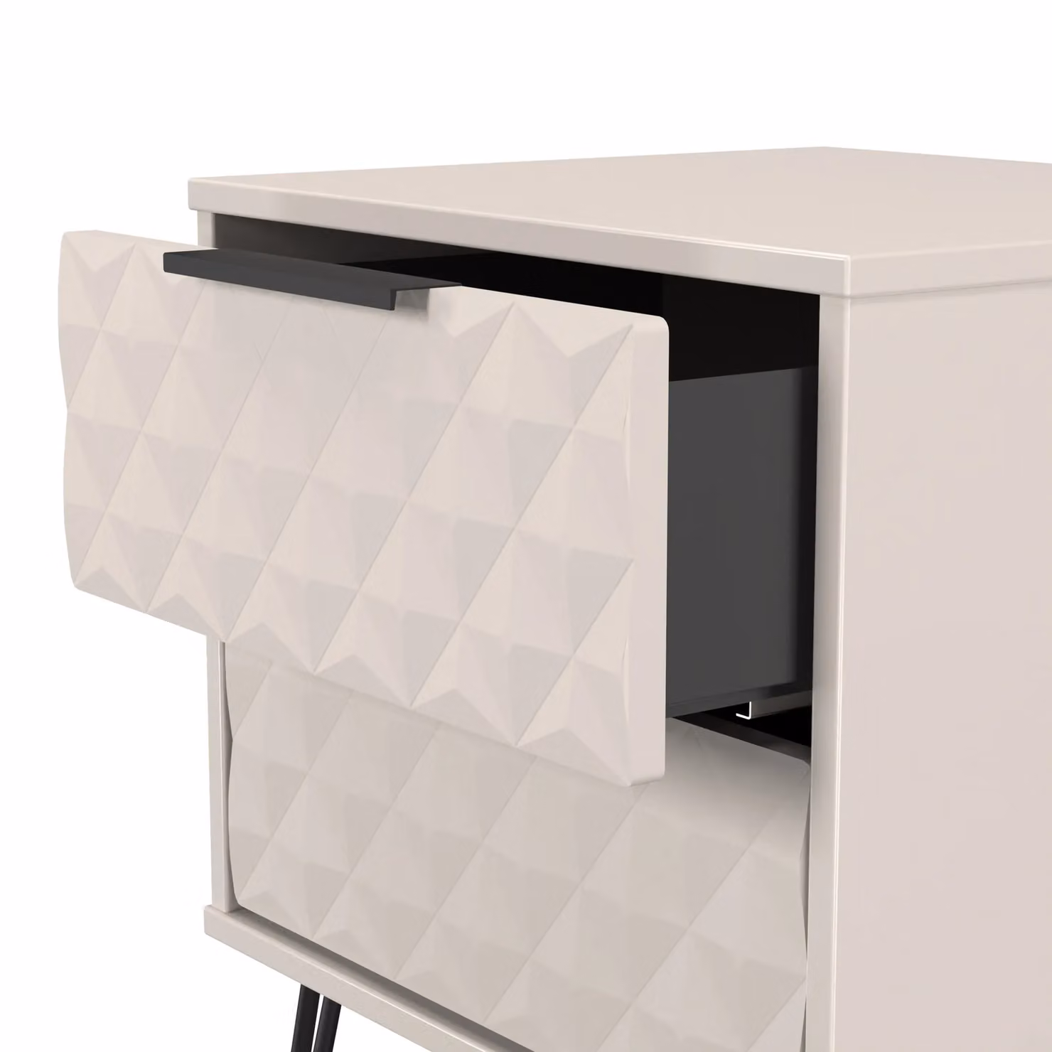 2 U Islay 2 Drawer Bedside Table in Taupe, Black and Beige with Metal Geometric Design – 2