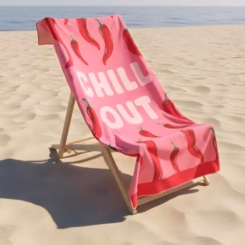 OHS Pink Microfibre Quick Drying Beach Towel, W: 71 cm, L: 152 cm – 1