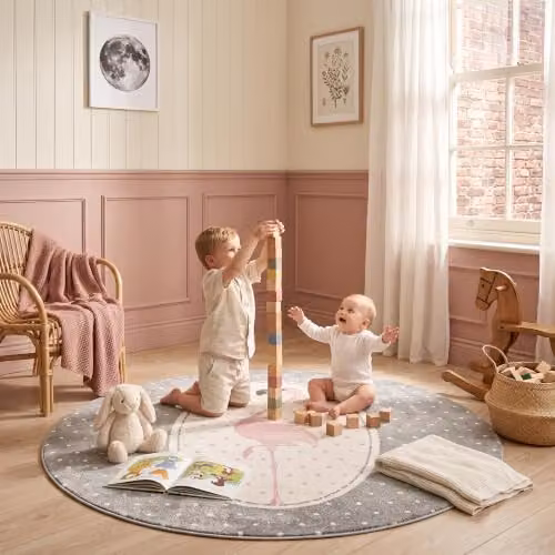 Bravich Pink Flamingo Kids Round Rug for Bedroom and Playroom, Diameter: 160 cm – 2