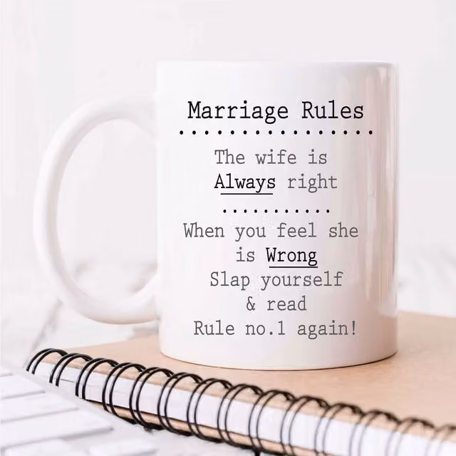 60 Second Makeover Limited Marriage Rules Novelty Ceramic Mug, White, 10oz – 1