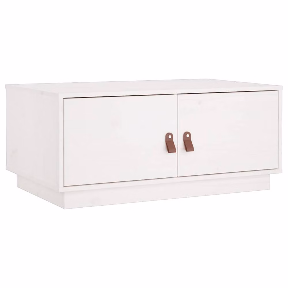 Berkfield Home Beautiful White Solid Wood Pine Coffee Table W: 80 cm, D: 50 cm, H: 35 cm – 2