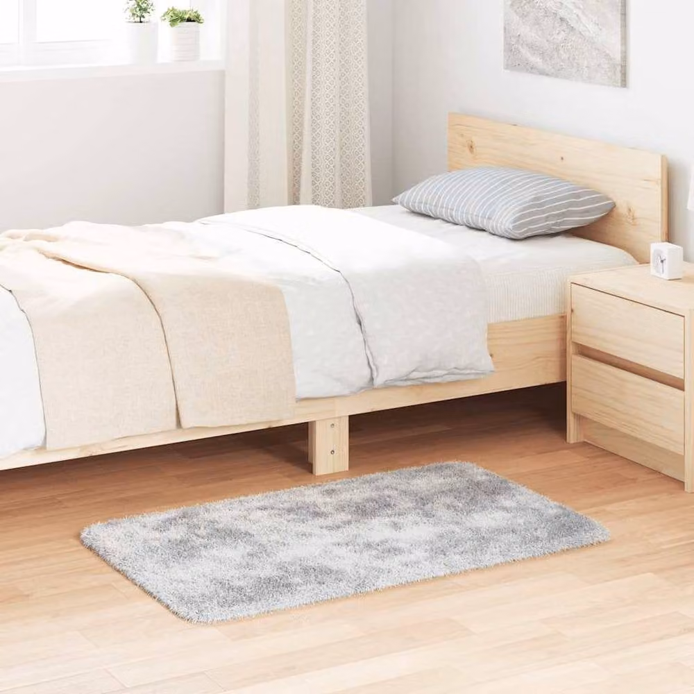 Berkfield Home NAVARRA Shaggy High Pile Rug, Silver Grey, W: 60 cm, L: 100 cm