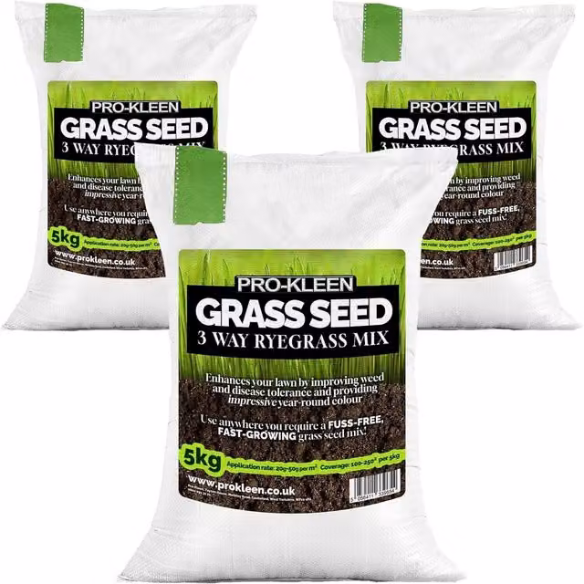 Pro-Kleen Premium 3 Way Ryegrass Mix Lawn Seed, Green, 15kg