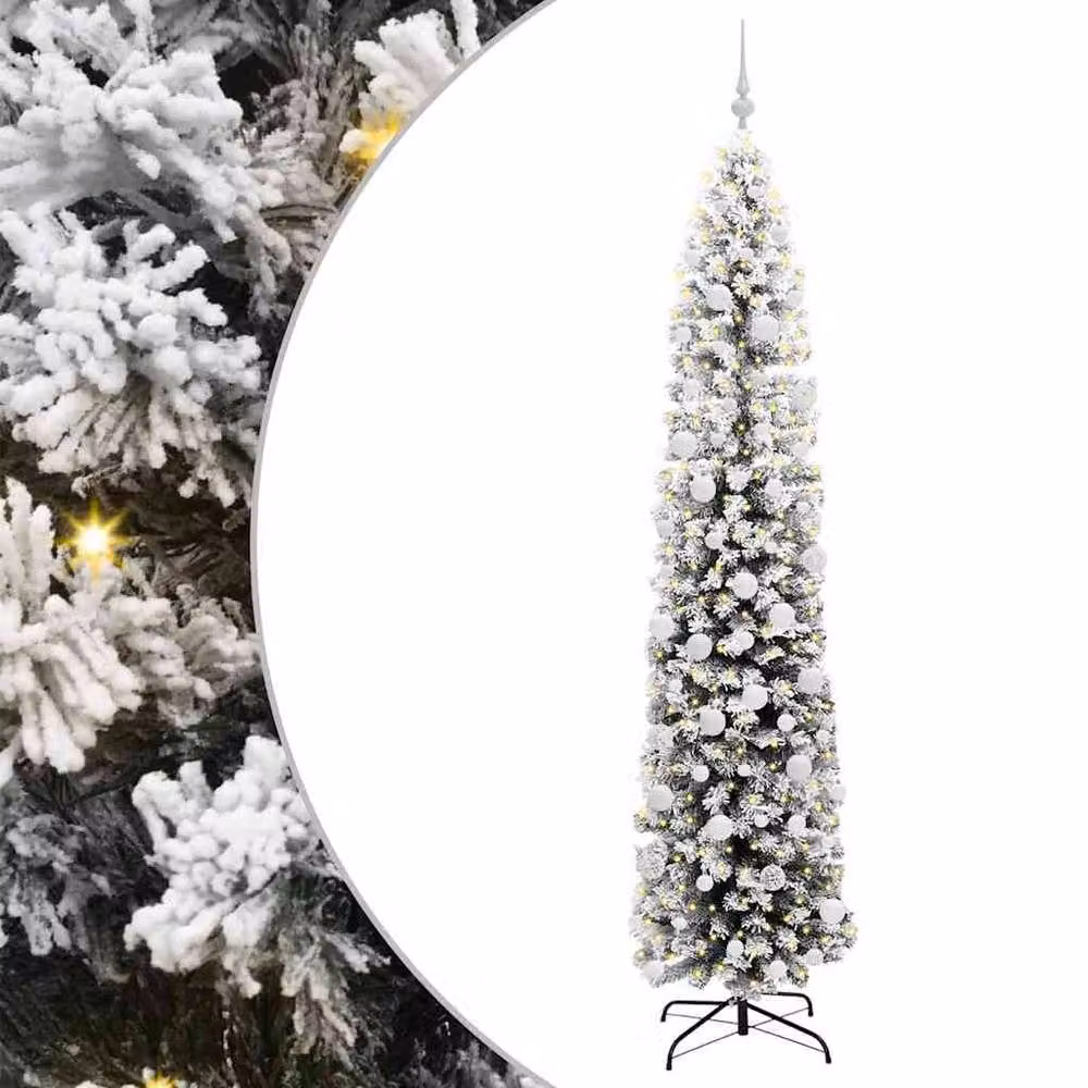Berkfield Home Artificial Christmas Tree with 300 LEDs and Stand, Green and White – 2