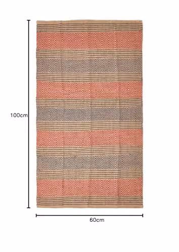 Homescapes Red and Blue Geometric Patterned Jute Rug, W/D: 60 x 100 cm – 2