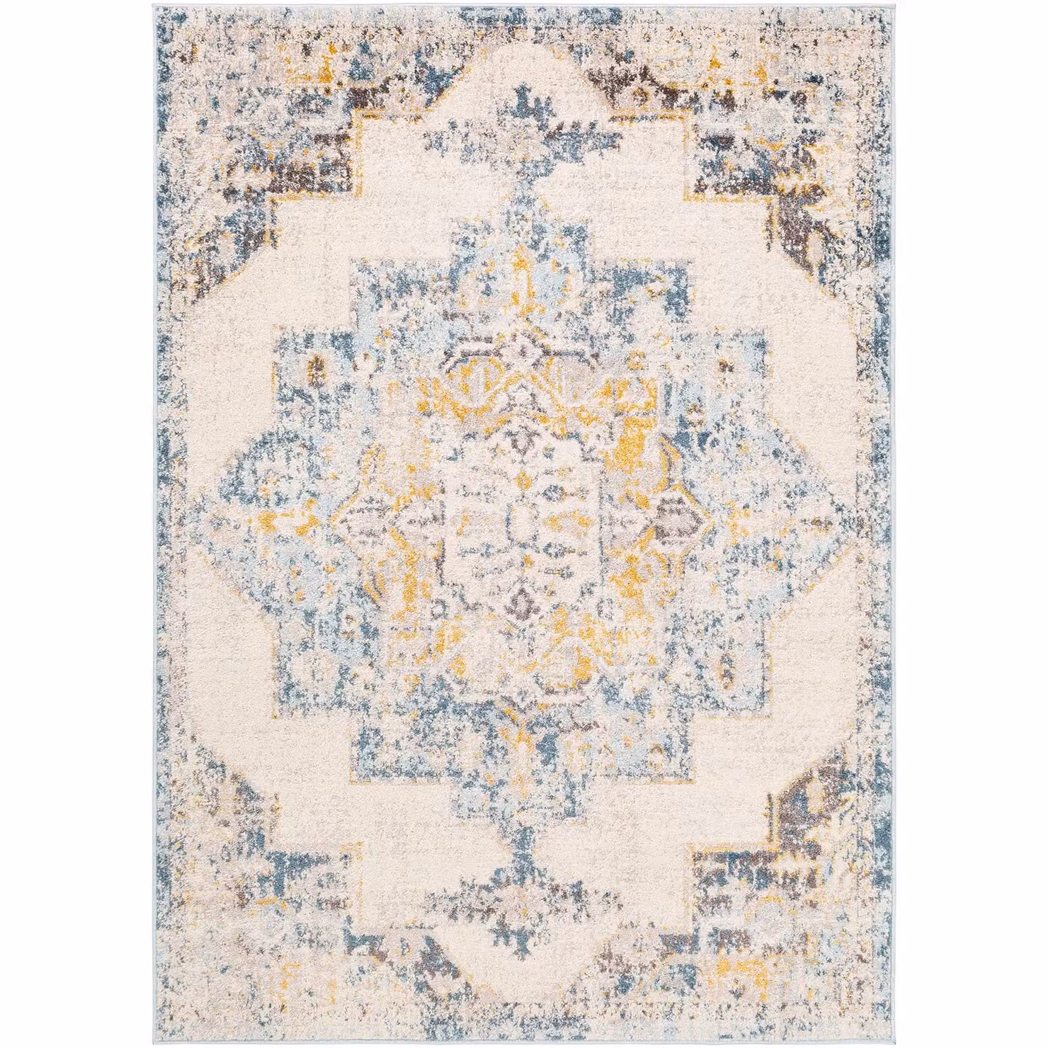 Livabliss Ankara Vintage Blue and Beige Traditional Boho Oriental Rug, W: 60 cm, D: 90 cm – 2