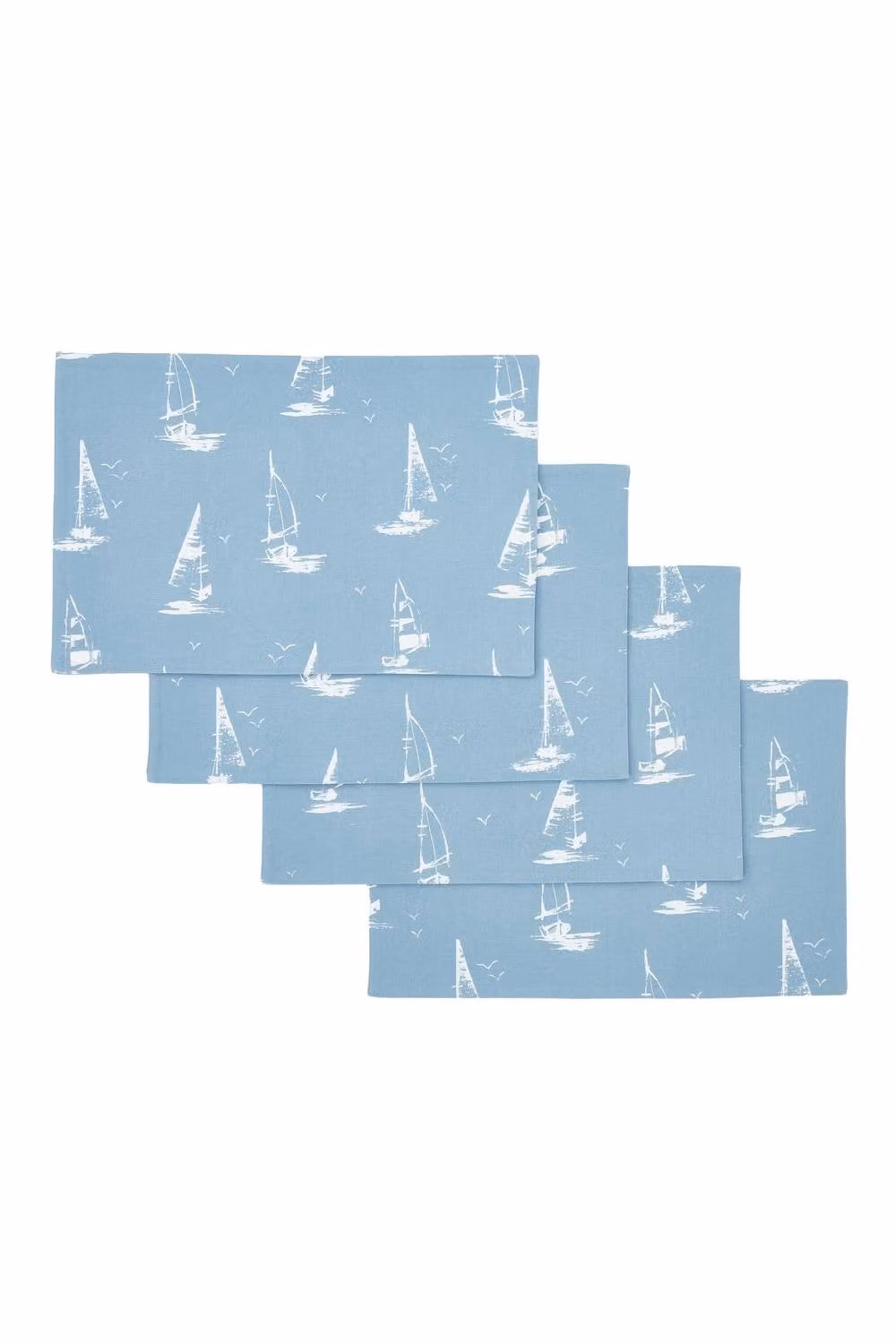 Catherine Lansfield Salcombe Boats Cotton Dining Placemats, 4 Pack, Blue and White, W: 46 cm, D: 30 cm – 2