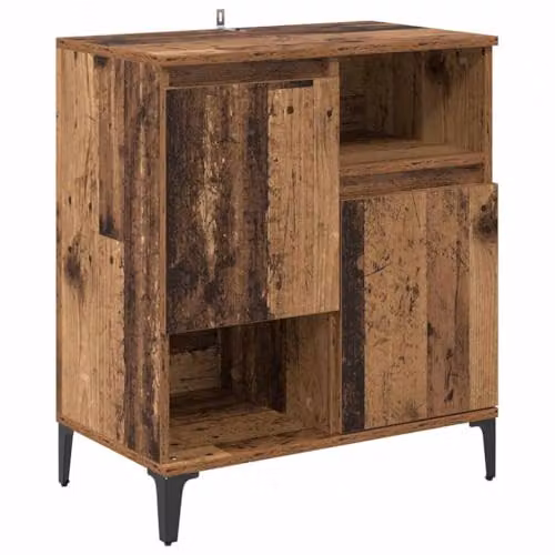 vidaXL Set of 3 Modern Rectangular Sideboards in Old Wood Brown, Engineered Wood and Metal, W/D/H: 60 x 35 x 70 cm – 5
