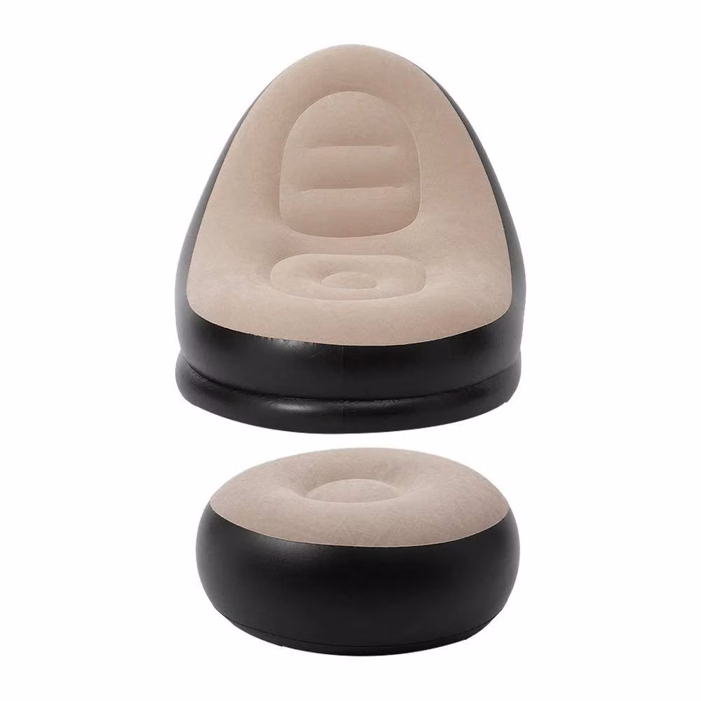 SPETLEK Inflatable Air Lounge Sofa and Ottoman Gaming Chair in Brown and Black, W/D/H: 116.0 x 82.0 x 78.0 cm – 3