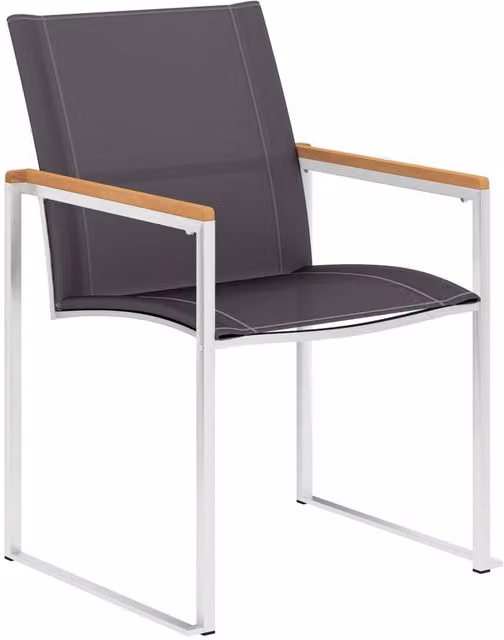 Berkfield Home Set of 4 Grey Garden Chairs in Textilene and Stainless Steel