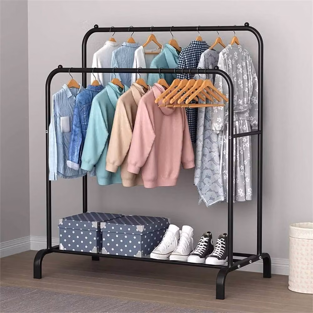 Hinsinc Heavy Duty Double Rail Garment Rack in Matt Black Metal – 2