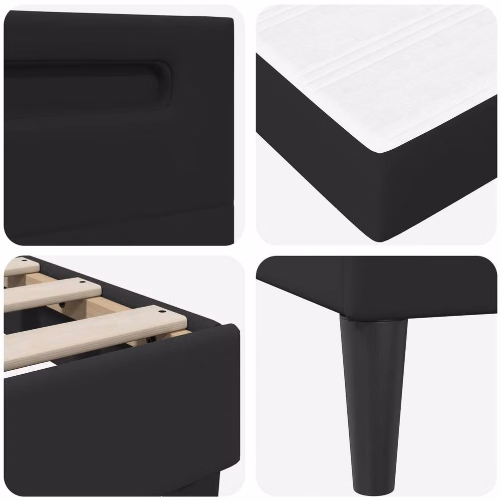 Berkfield Home Black Faux Leather Bed Frame with Under-Bed LED Strip Lights, W/D/H: 90 x 190 cm – 5