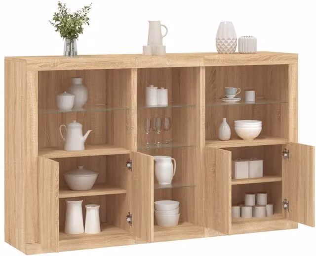 Berkfield Home Modern Sideboard with Integrated LED Lights in Sonoma Oak Brown, W: 162 cm, D: 37 cm, H: 100 cm – 1