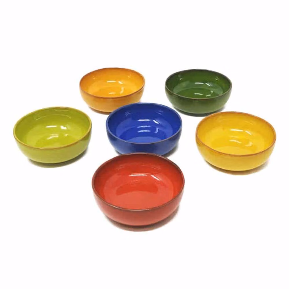 Verano Spanish Ceramics Selena Hand Dipped Glazed Ceramic Small Bowls, Set of 6, Lime Green, Diameter: 10 cm – 1