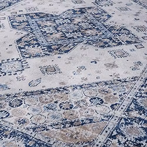 THE RUGS Oriental Boho Area Rug in Blue, Beige and Brown, W: 80 cm, L: 150 cm – 3