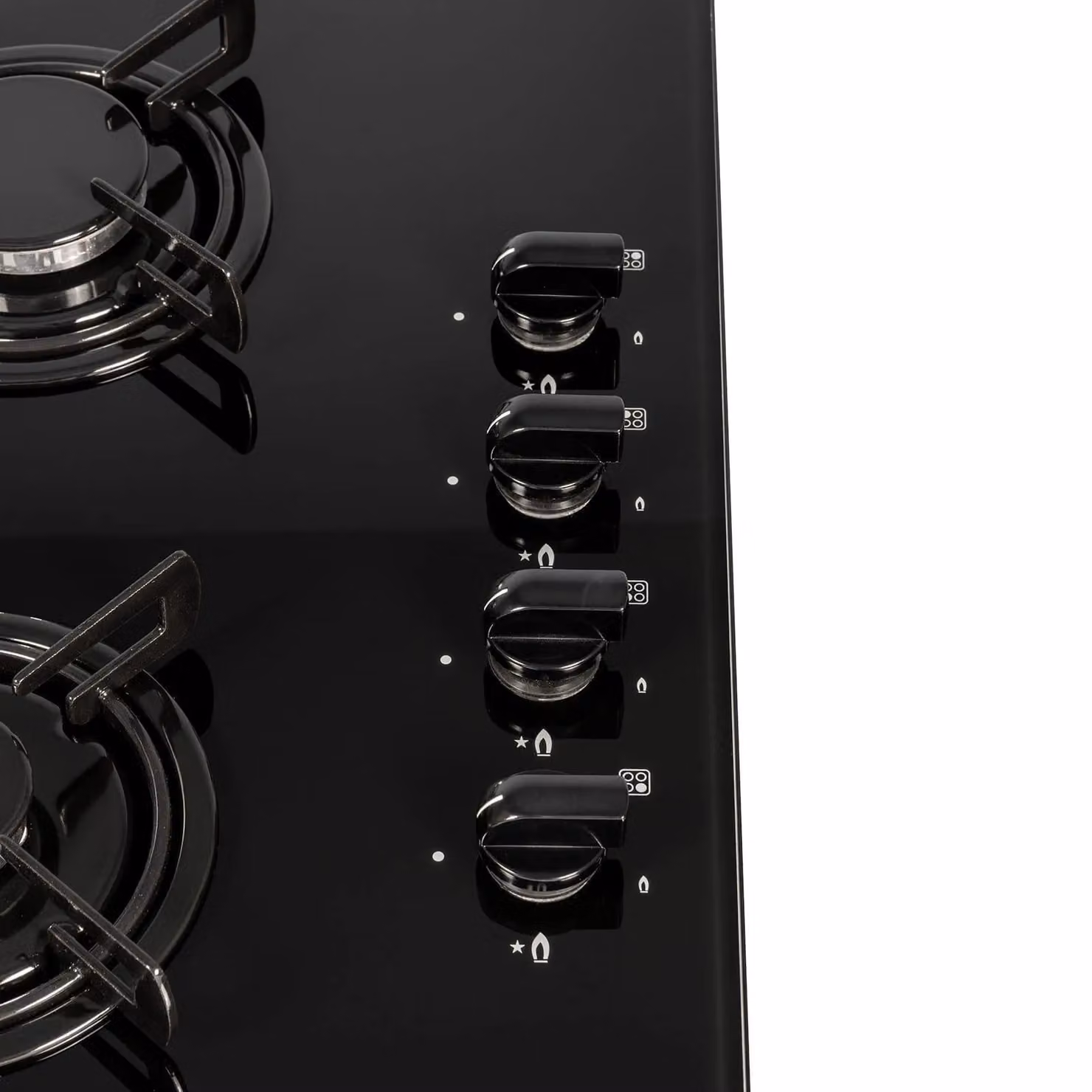SIA Black 4 Burner Gas On Glass Built-in Hob with Enamel Pan Stands GHG612BL – 4