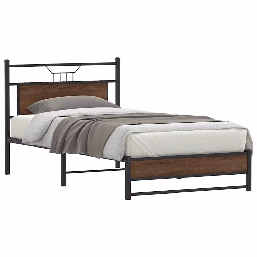 Berkfield Home Industrial Decorative Bed Frame with Drawers in Brown Oak, W/D/H: 200 x 100 x 91.5 cm – 2