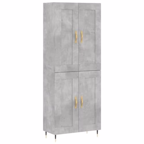 vidaXL Modern Highboard in Concrete Grey with Hinged Doors and Internal Shelves, W/D/H: 69.5 x 34.0 x 180.0 cm