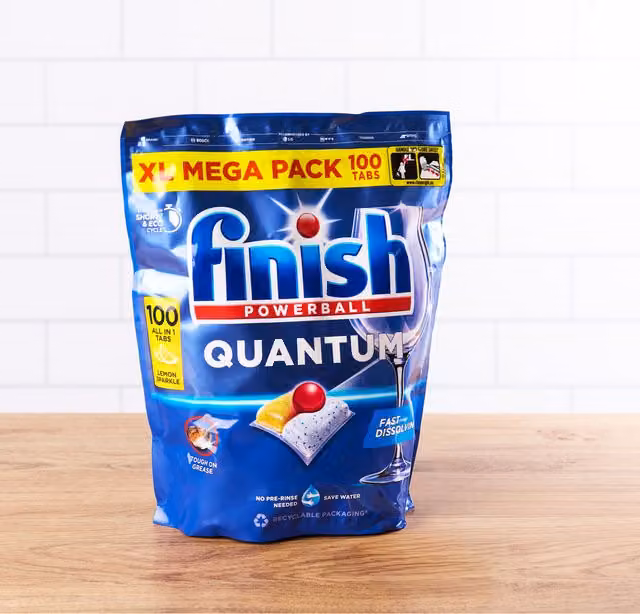 Finish Quantum All in One Dishwasher Tablets, Lemon Sparkle, 100 Count – 1