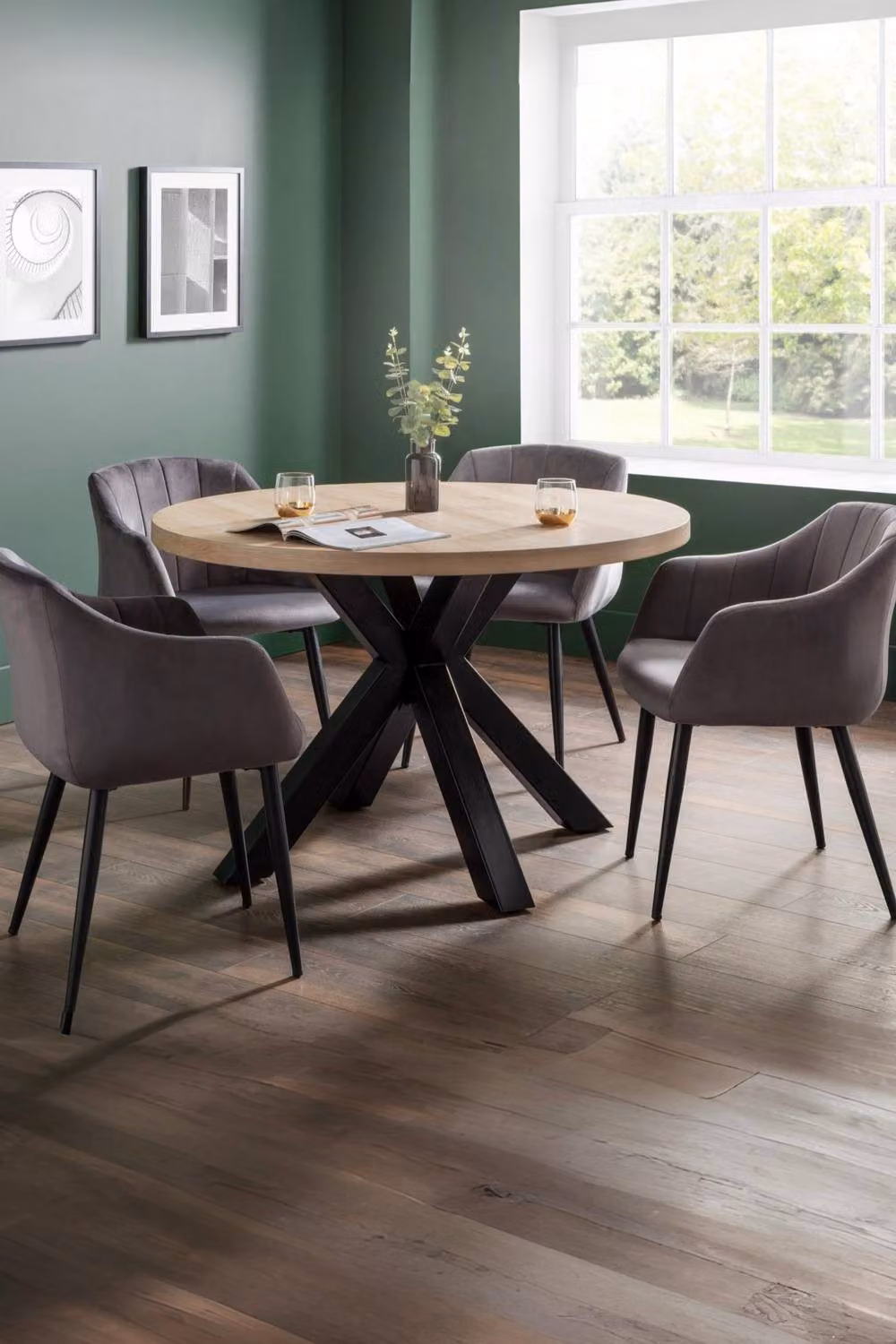 Julian Bowen Hobart Set of 2 Grey Velvet Upholstered Dining Chairs with Armrests – 2