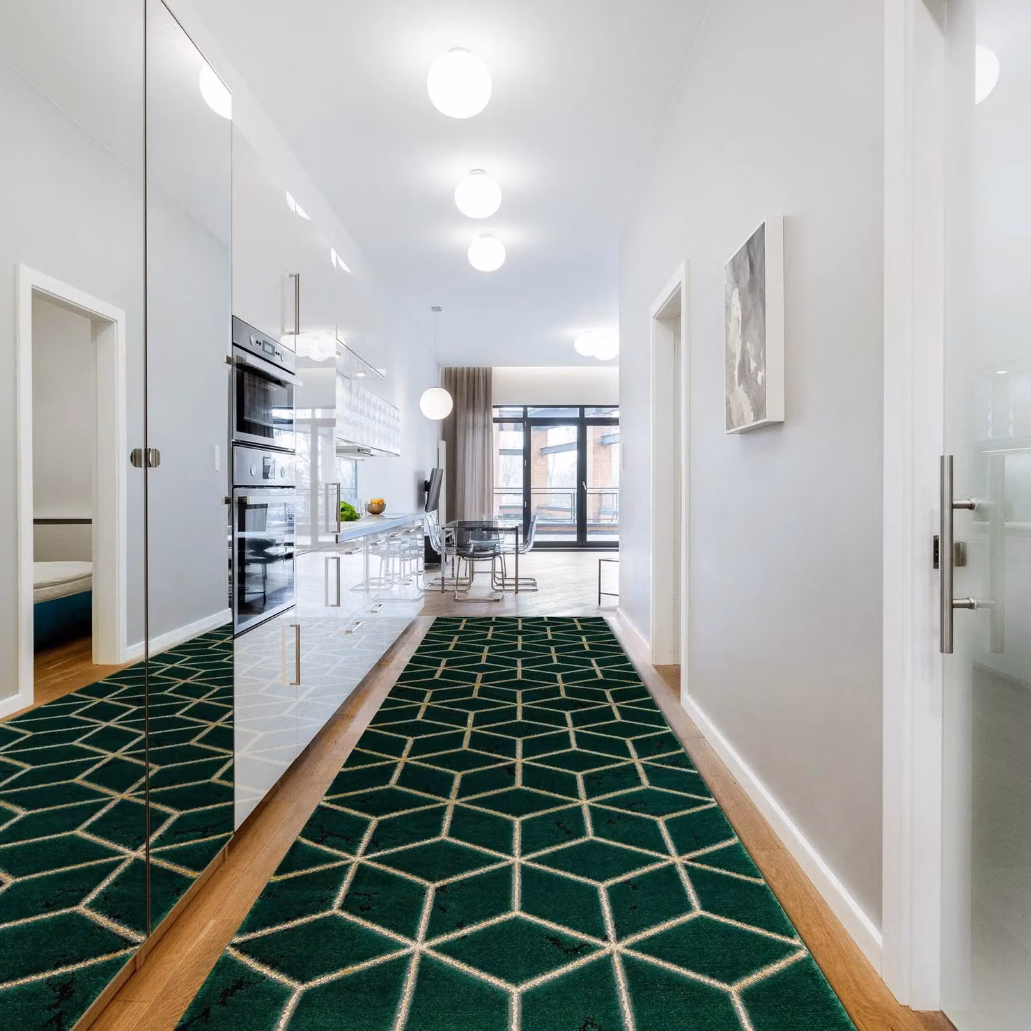 RugsX Exclusive Emerald Green Geometric Runner, W: 80 cm, L: 100 cm – 4