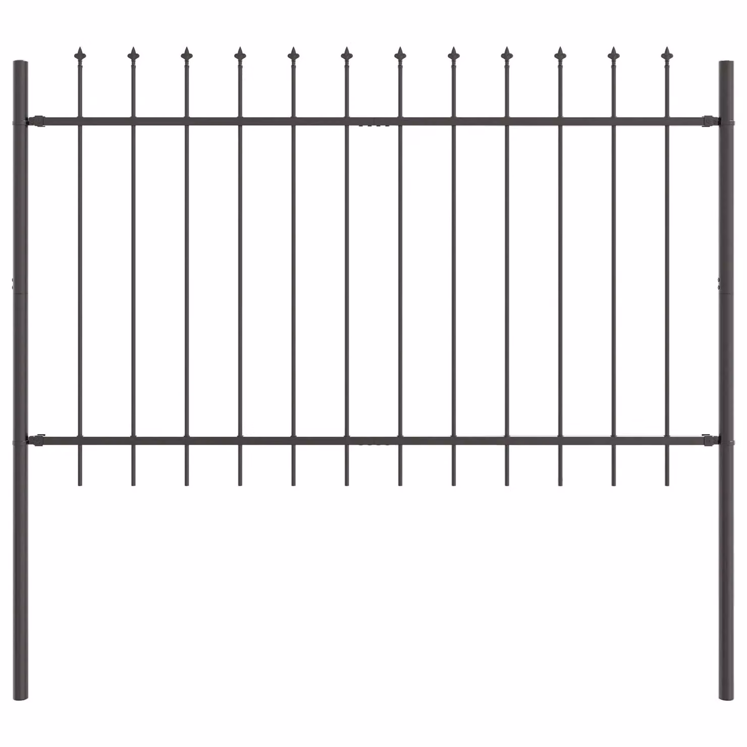 Berkfield Grey Steel Spear Top Garden Fence, H: 1.7 m x W: 1.2 m – 2