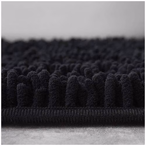 Gaveno Cavailia Super Absorbent Chenille Loop Bath Mat and WC Pedestal Mat Set, Black – 2