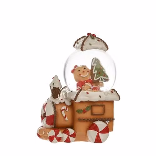 Widdop and Co Santa and Friends Gingerbread Train Snow Globe, Multicolour Glass Christmas Ornament