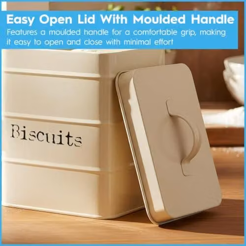 Harbour Housewares Metal Biscuit Tin in Black with Airtight Lid – 4