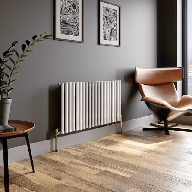 Temprazo Vertical Oval Tube Single Panel Designer Radiator in White, H: 180 cm, W: 48 cm