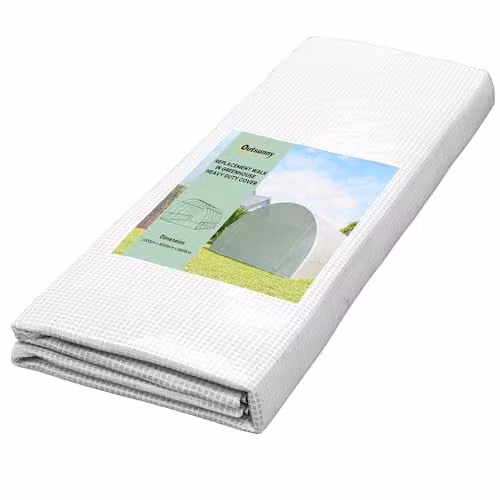 Outsunny White Plastic Greenhouse Replacement Cover for Vegetable and Herb Gardens W: 600 cm, D: 300 cm, H: 300 cm