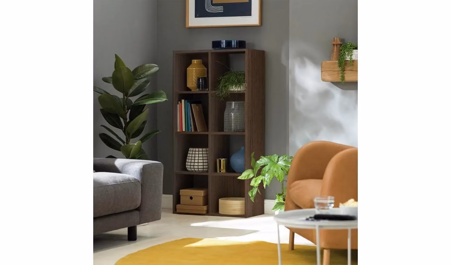 Argos Home 8 Cube Storage Unit in Brown Wood Finish, W/D/H: 120.8 x 29.5 x 61.2 cm