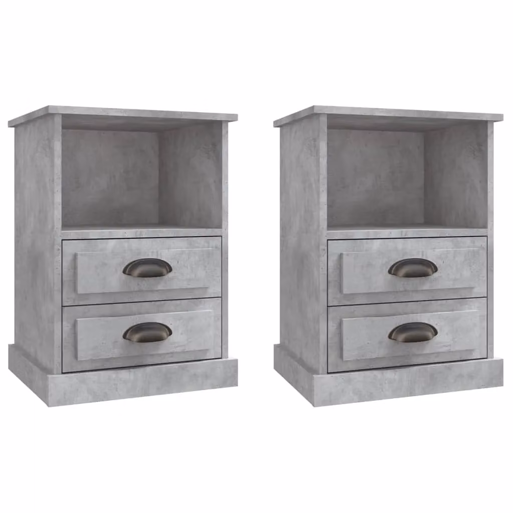 Berkfield Home Set of 2 Bedside Cabinets in Concrete Grey, W/D/H: 43 x 36 x 60 cm – 2